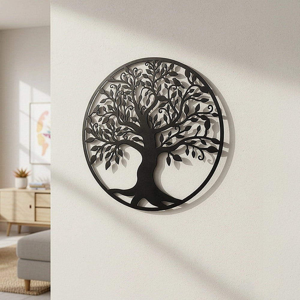 Black Tree of Life Wall Art Hanging Metal Iron Sculpture Garden 99cm