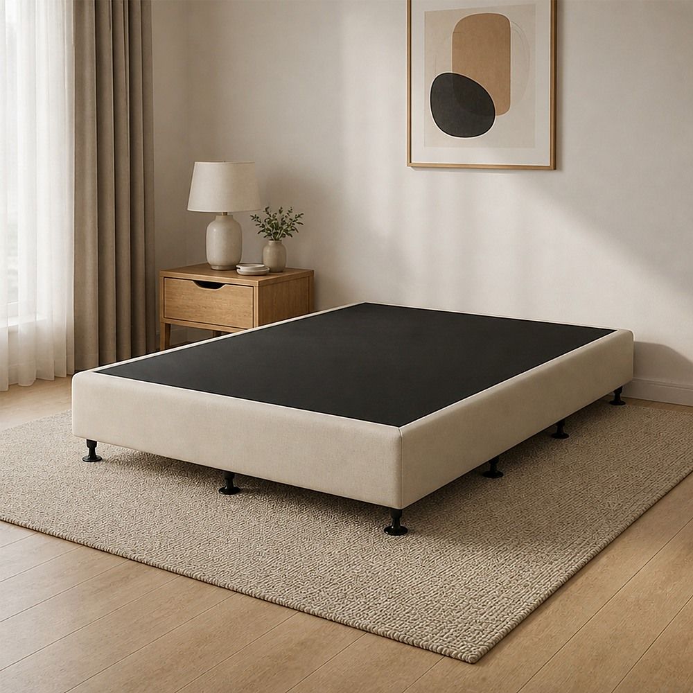 Palermo King Single Ensemble Bed Base Platinum Natural Sand Linen Fabric