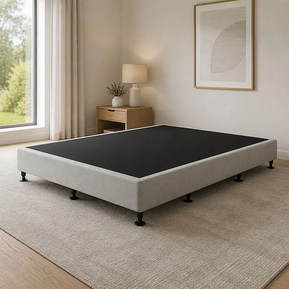 Palermo King Ensemble Bed Base Platinum Light Grey Linen Fabric