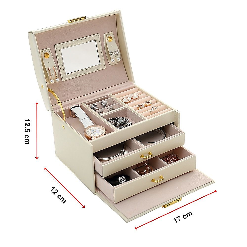 Jewellery Storage Box Girls Ring Necklace Display Organiser Case For Neat Accessory Storage