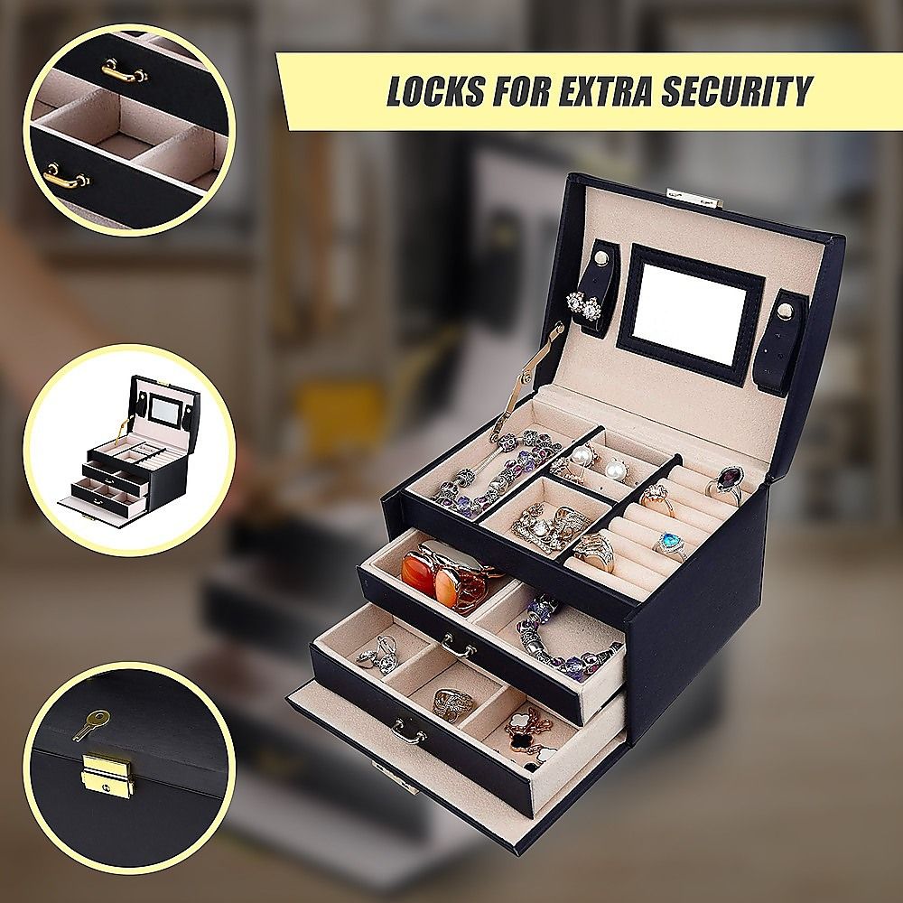 Jewellery Storage Box – Organiser Case for Rings, Necklaces and Accessories Display