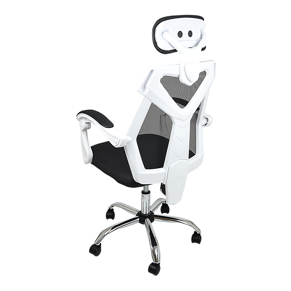 Office Chair – Ergonomic Mesh Back Computer Desk White Chair with Padded Foam Seat