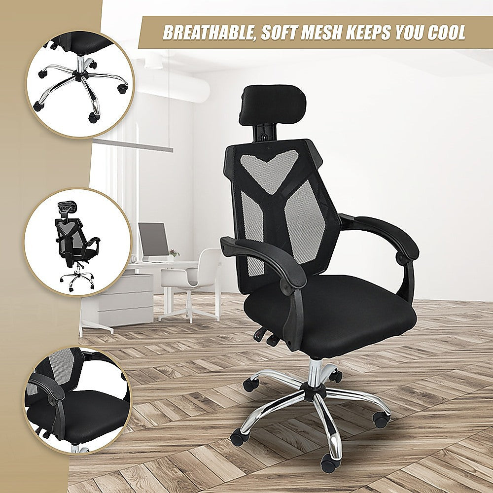 Office Chair – Ergonomic Mesh Back Computer Desk Chair with Padded Foam Seat in Black