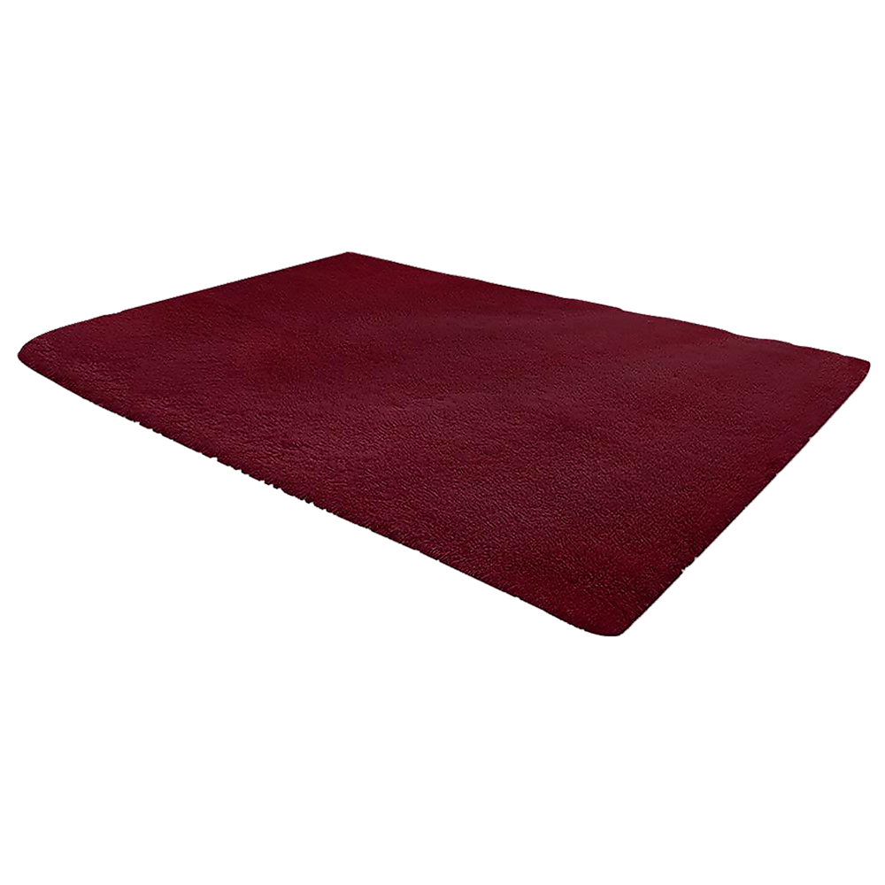 Large Shag Rug – Soft 200x140cm Burgundy Floor Rug with Anti-Slip Backing