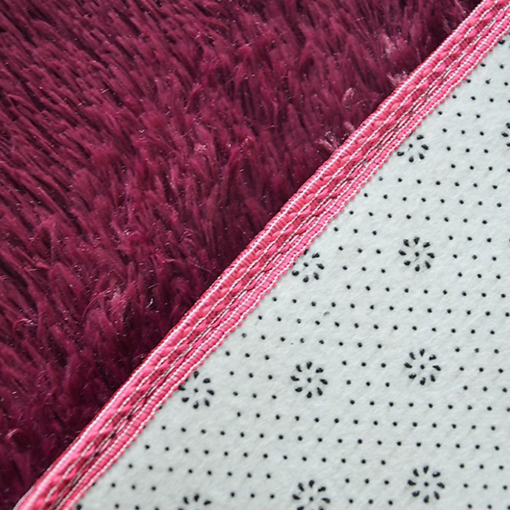 Large Shag Rug – Soft 200x140cm Burgundy Floor Rug with Anti-Slip Backing