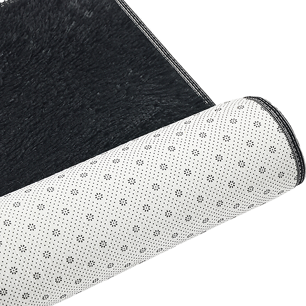 Large Shag Rug – Soft 200x140cm Black Floor Rug with Anti-Slip Backing