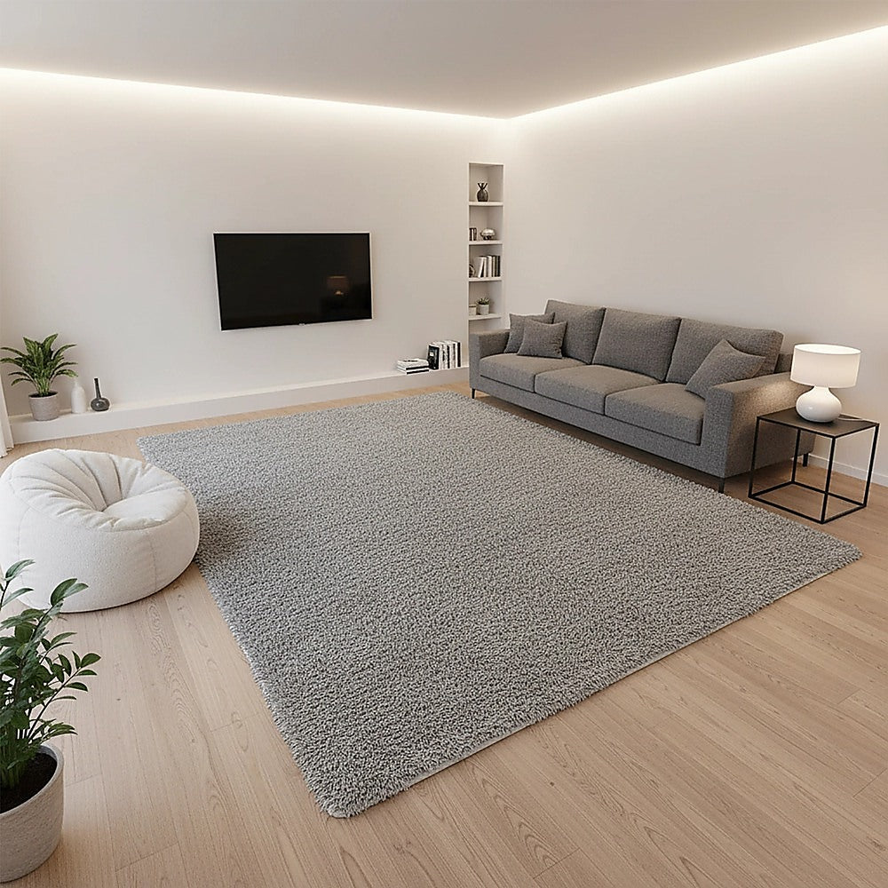 230x160cm Floor Rugs Large Shaggy Rug Area Carpet Bedroom Living Room Mat - Grey