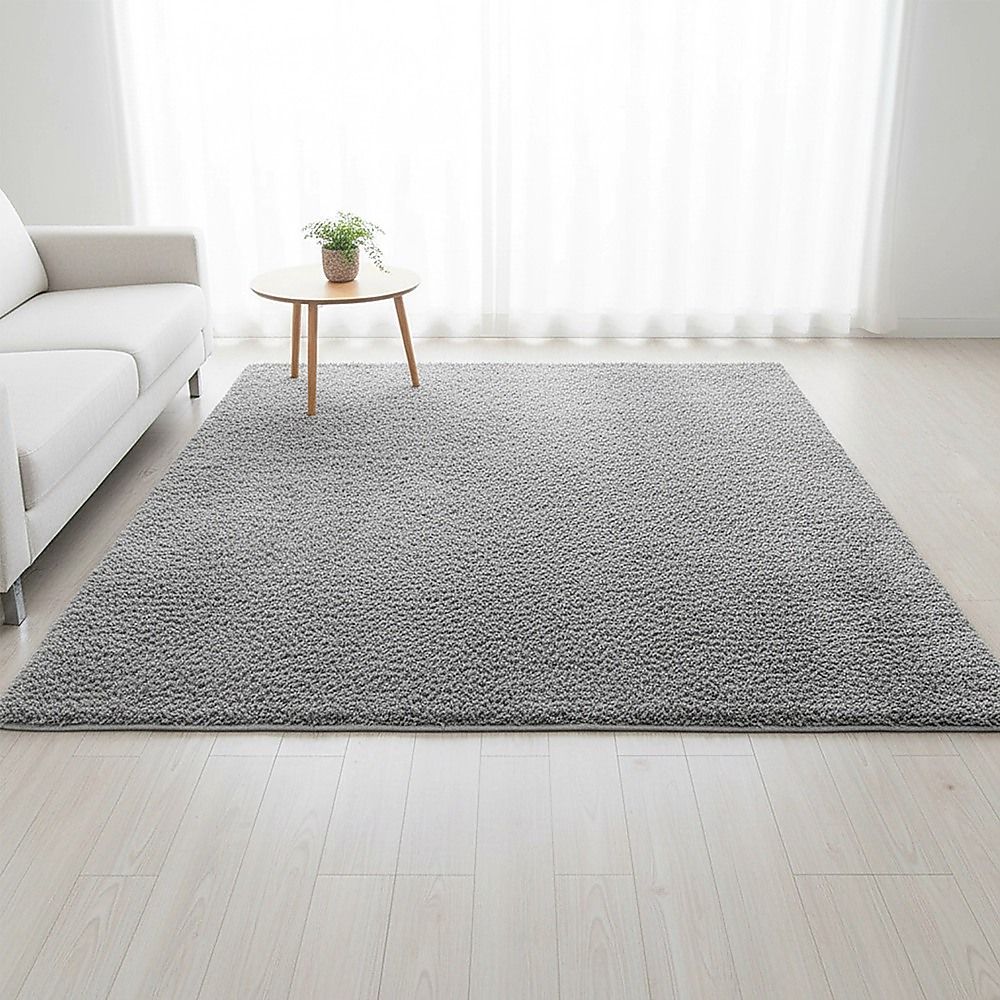 Large Shag Rug – Soft 230x200cm Grey Floor Rug with Anti-Slip Backing