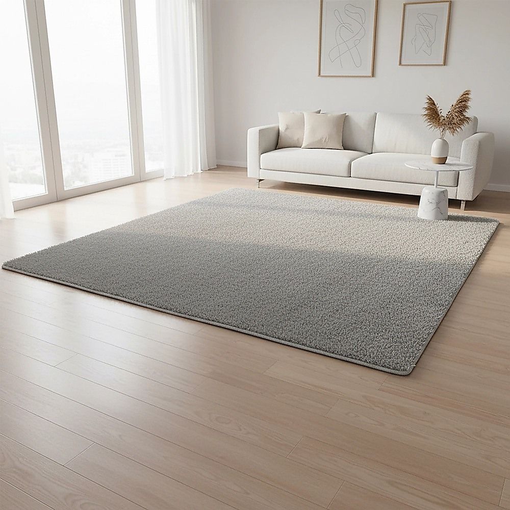 Large Shag Rug – Soft 230x200cm Grey Floor Rug with Anti-Slip Backing
