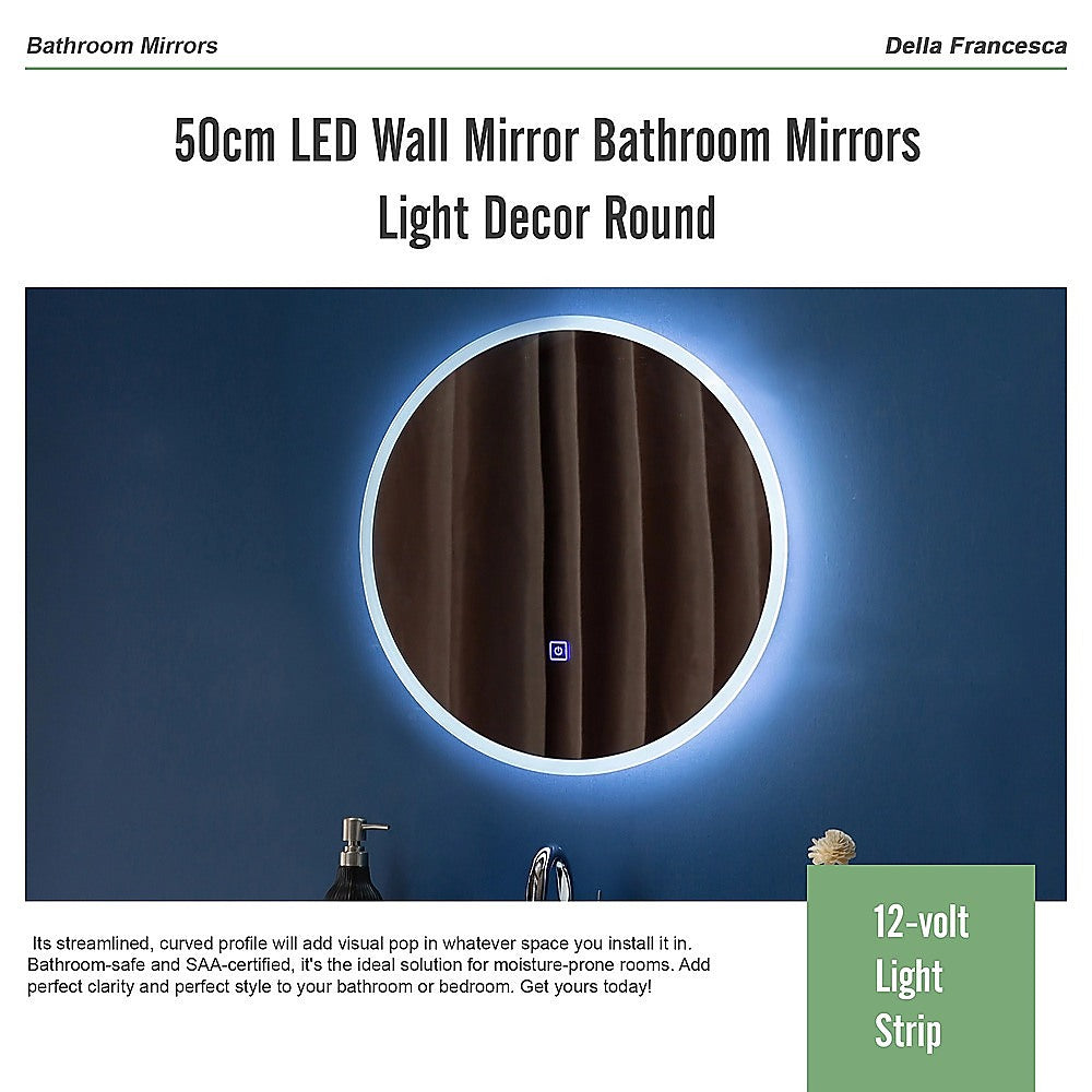 50cm LED Wall Mirror Bathroom Mirrors Light Decor Round