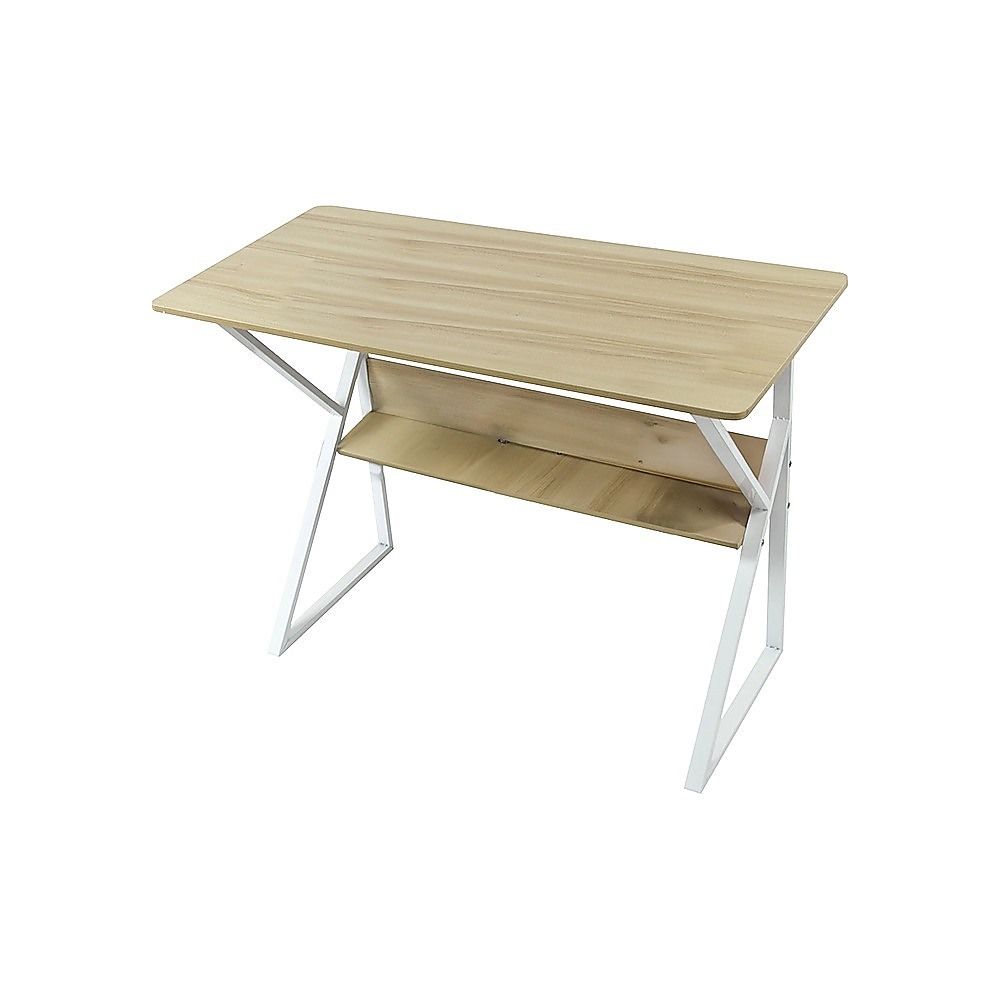 Wood & Metal Computer Desk with Shelf Home Office Furniture