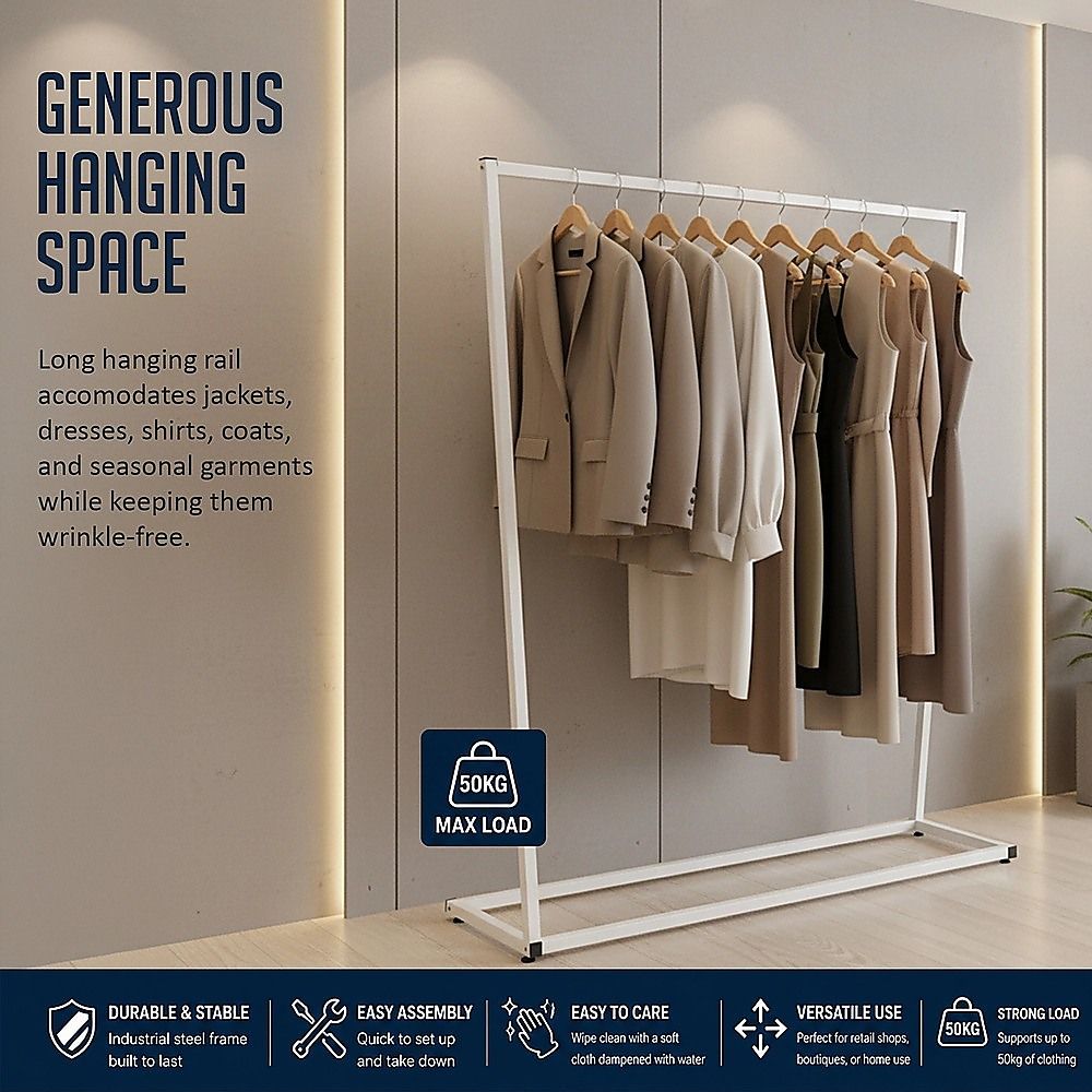 Commercial Clothing Garment Rack Retail Shop White