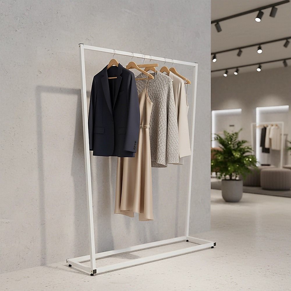 Commercial Clothing Garment Rack Retail Shop White