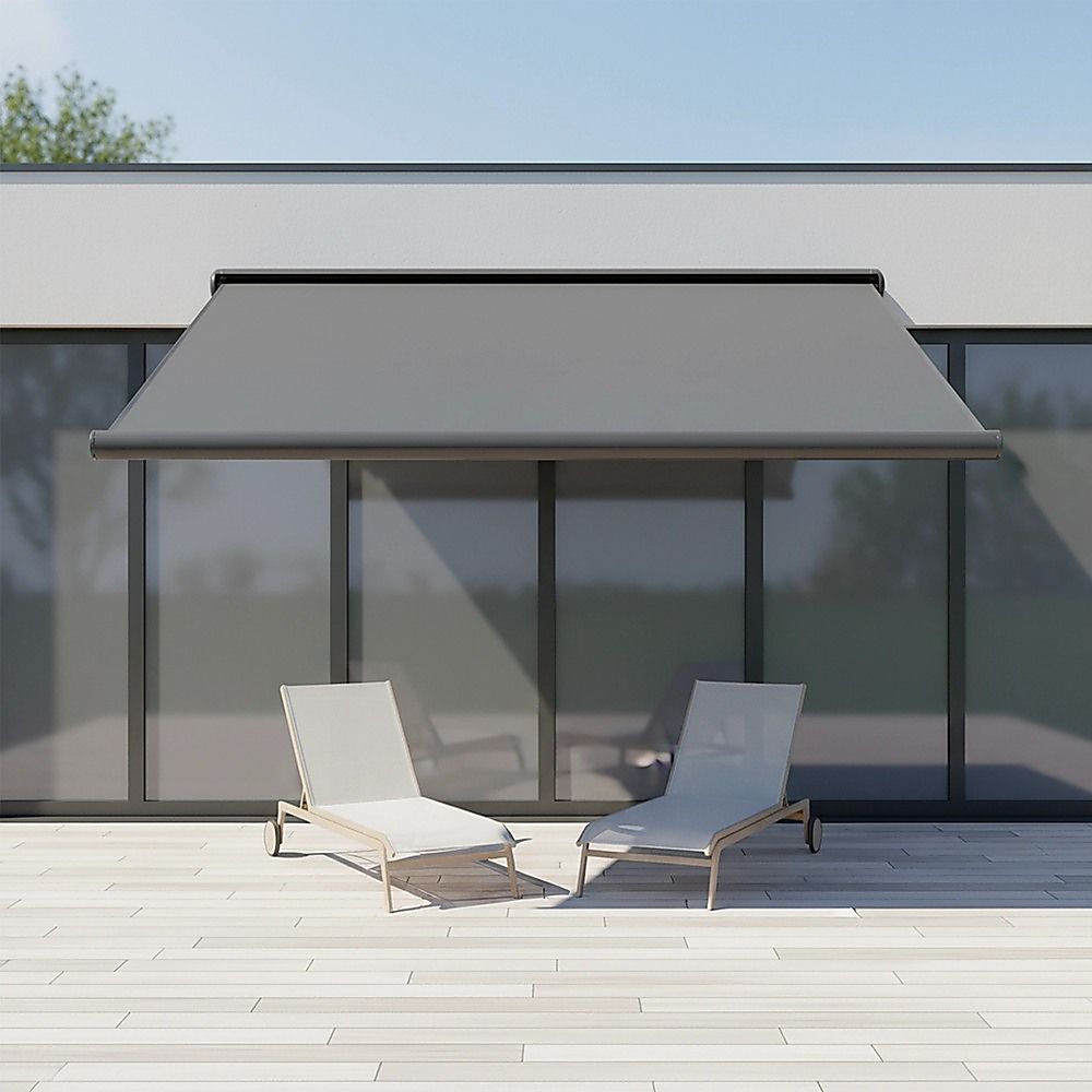 Motorised Retractable Awning – 5.5x3m Grey Full Cassette Design