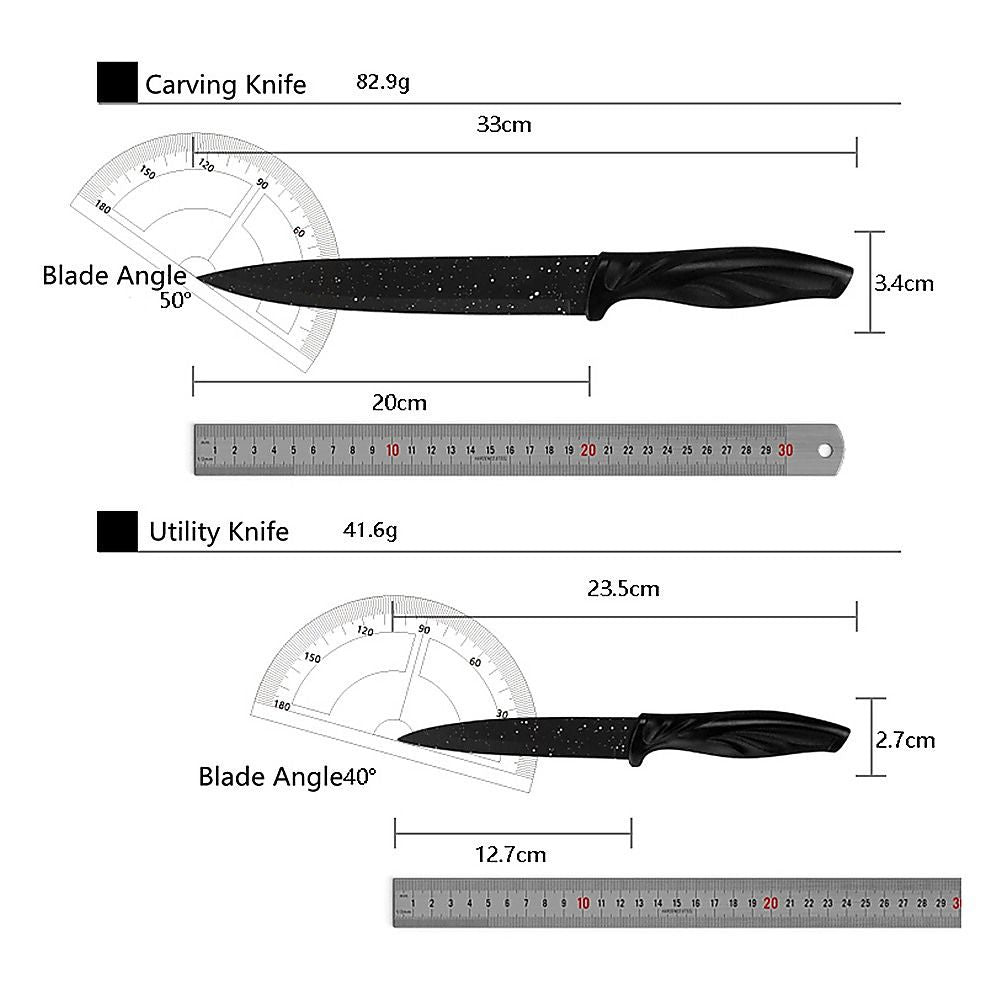Kitchen 17 Piece Knife Set with Block and Sharpener Chef Knives