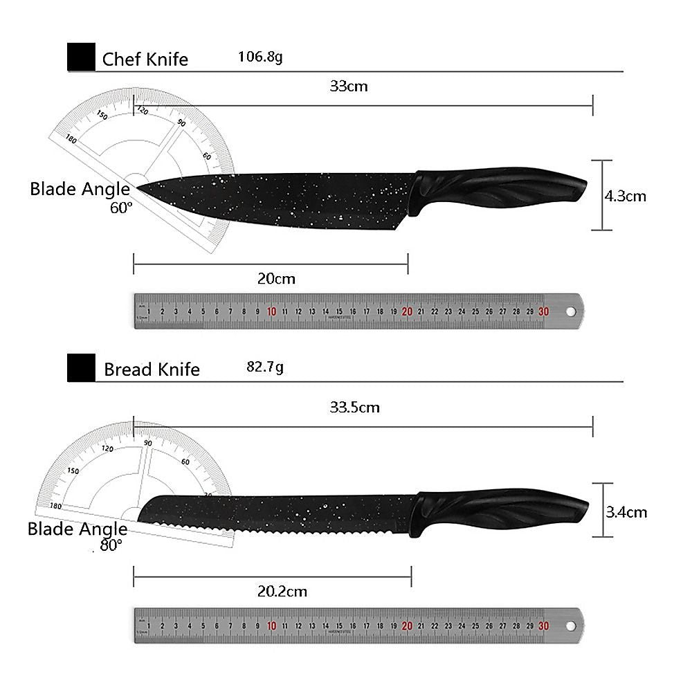 Kitchen 17 Piece Knife Set with Block and Sharpener Chef Knives