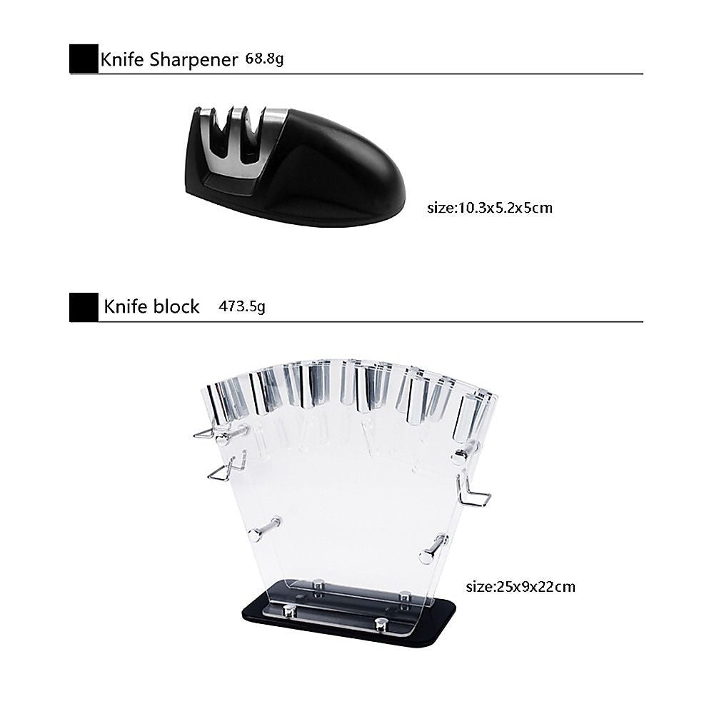 Kitchen 17 Piece Knife Set with Block and Sharpener Chef Knives