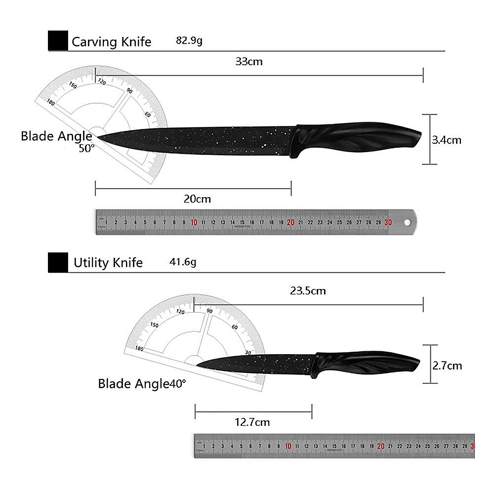 Kitchen 17 Piece Knife Set with Block and Sharpener Chef Knives