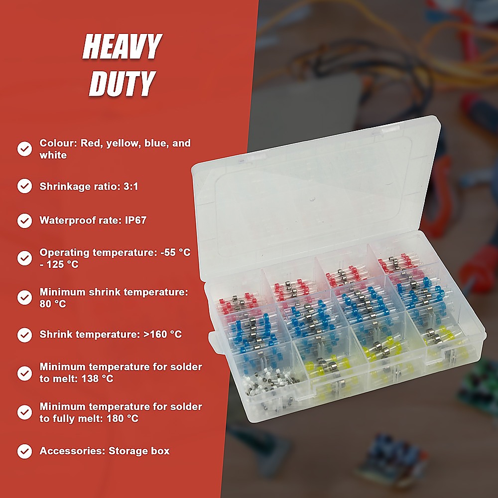 250PCS Waterproof Solder Seal Sleeve Heat Shrink Butt Wire Connectors Terminals
