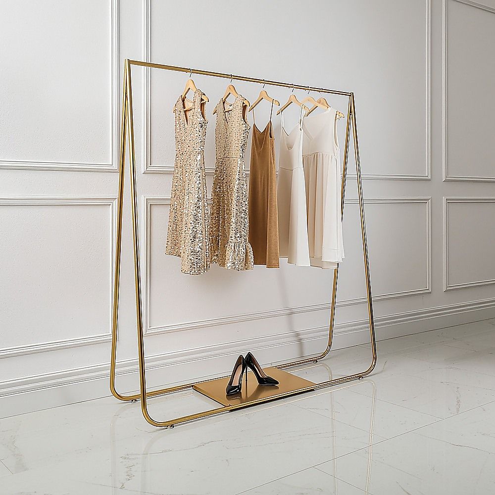 Gold Clothing Retail Shop Commercial Garment Display Rack