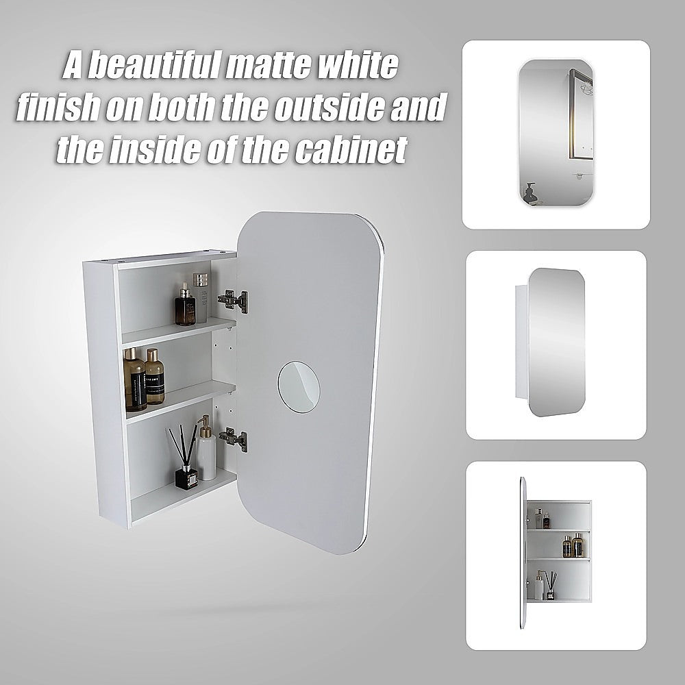 Rectangle Wall Hung Bathroom Mirror Shaving Cabinet Vanity Matte White