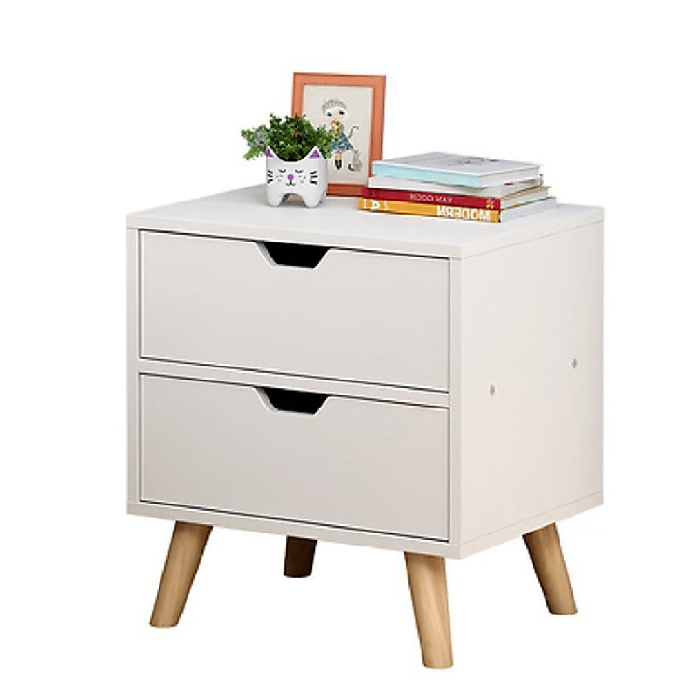 Bedside Tables White Storage Cabinet Wooden Legs