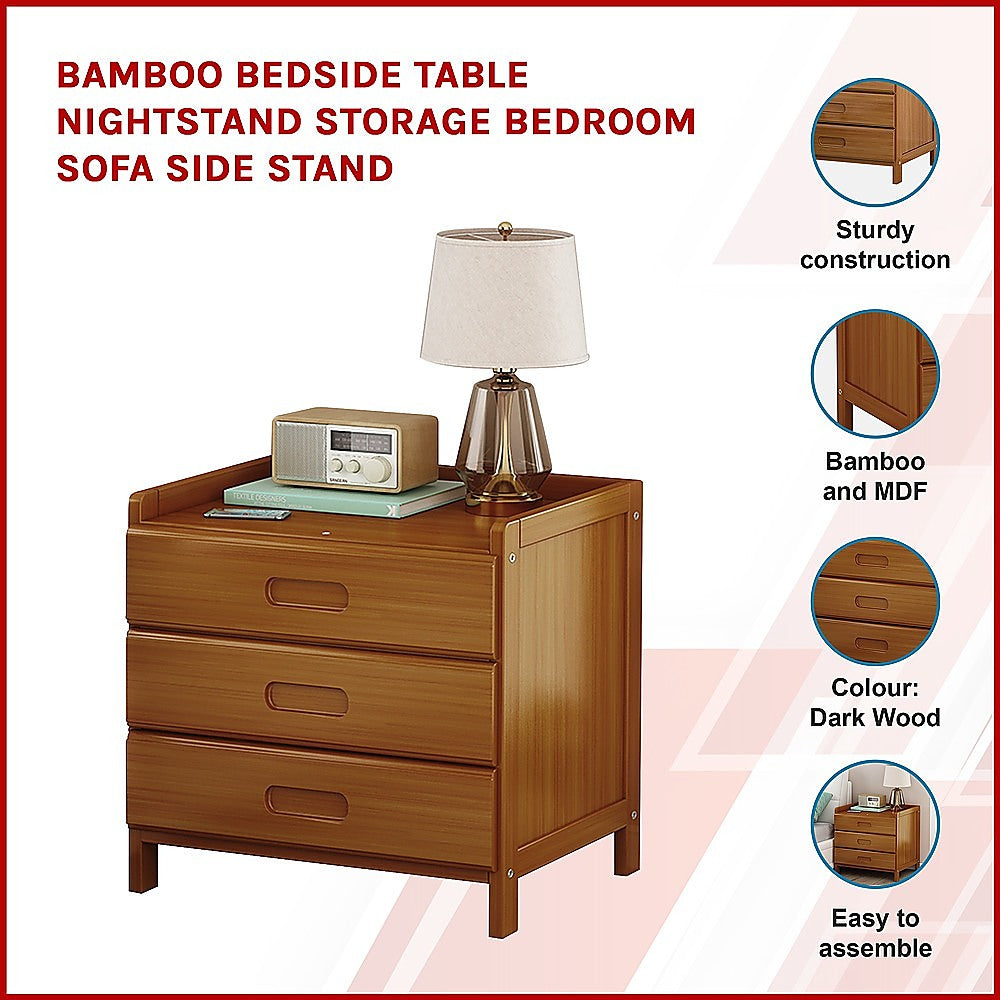 Bamboo Bedside Storage Side Stand