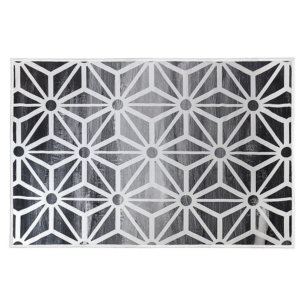 200x300cm Large Floor Black & White Geometric Rug – Modern Area Carpet for Bedroom & Lounge