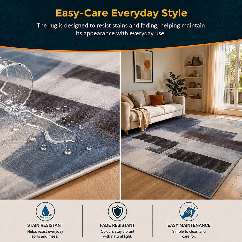 Large Floor Rug – 200x300cm Blue Rug (Abstract Style)