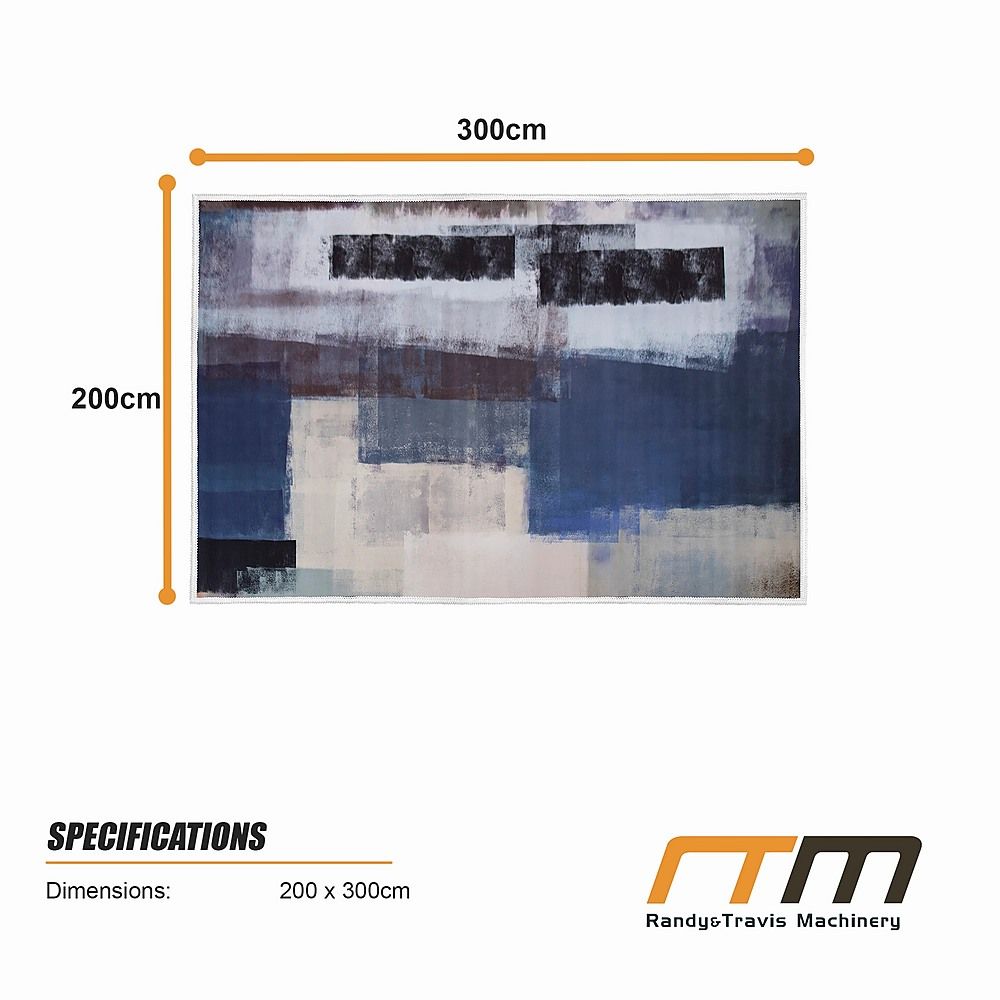 Large Floor Rug – 200x300cm Blue Rug (Abstract Style)