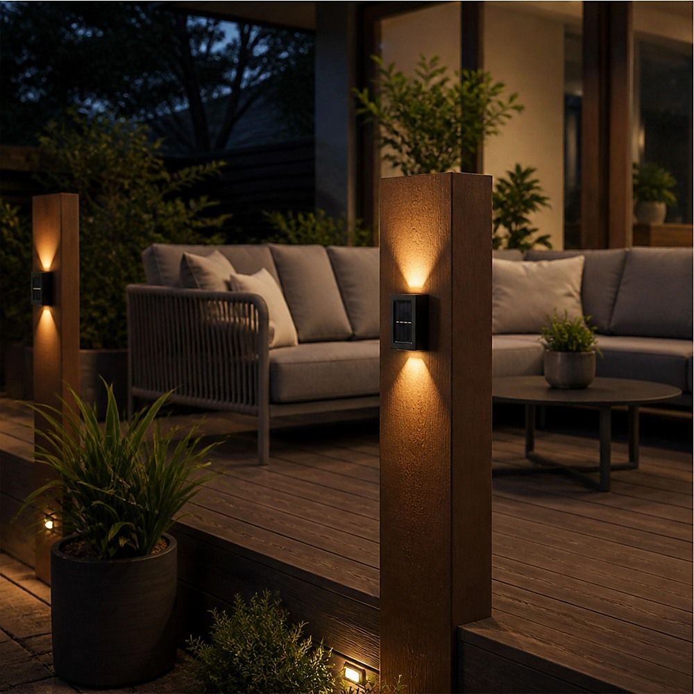 2pc Outdoor Solar LED Deck Lights Garden Patio Pathway Stairs Warm White