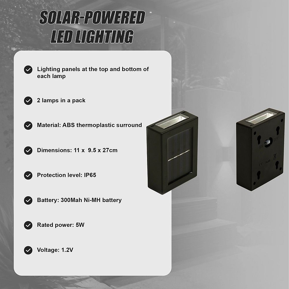 2pc Outdoor Solar LED Deck Lights Garden Patio Pathway Stairs Warm White
