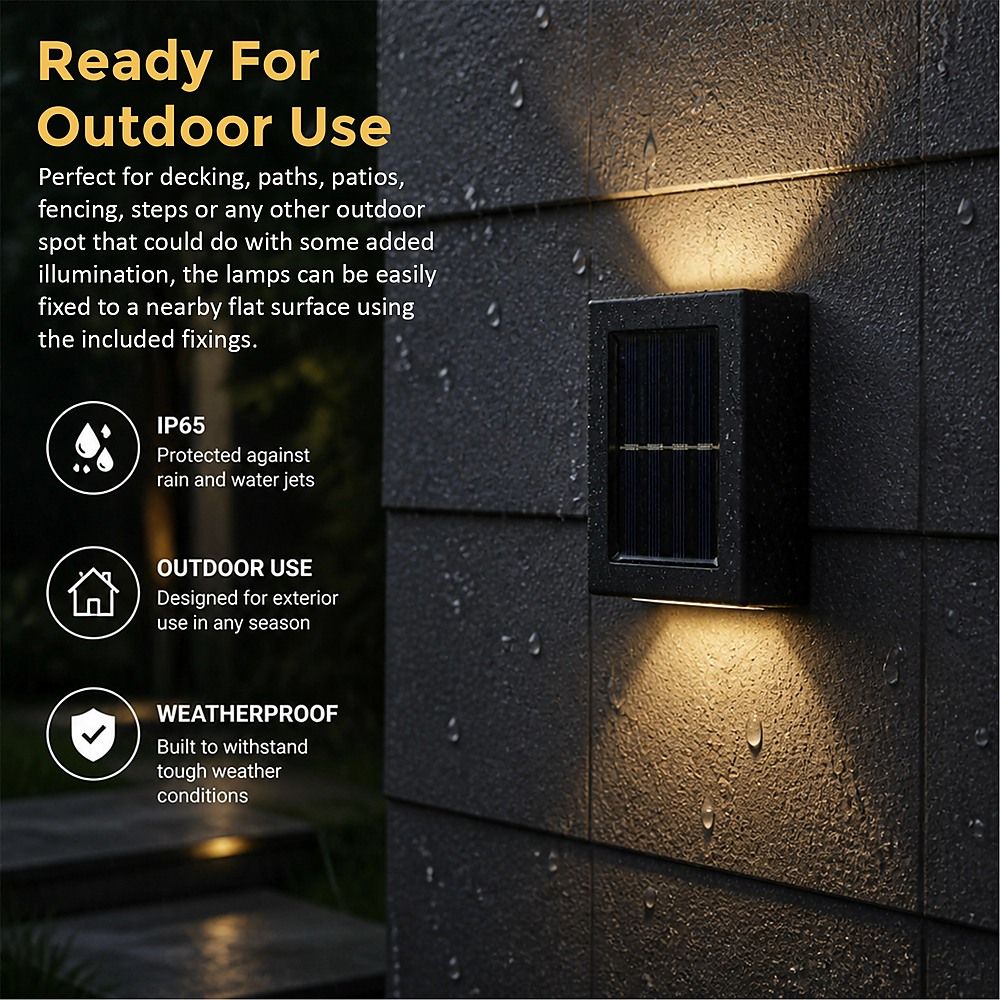 2pc Outdoor Solar LED Deck Lights Garden Patio Pathway Stairs Warm White