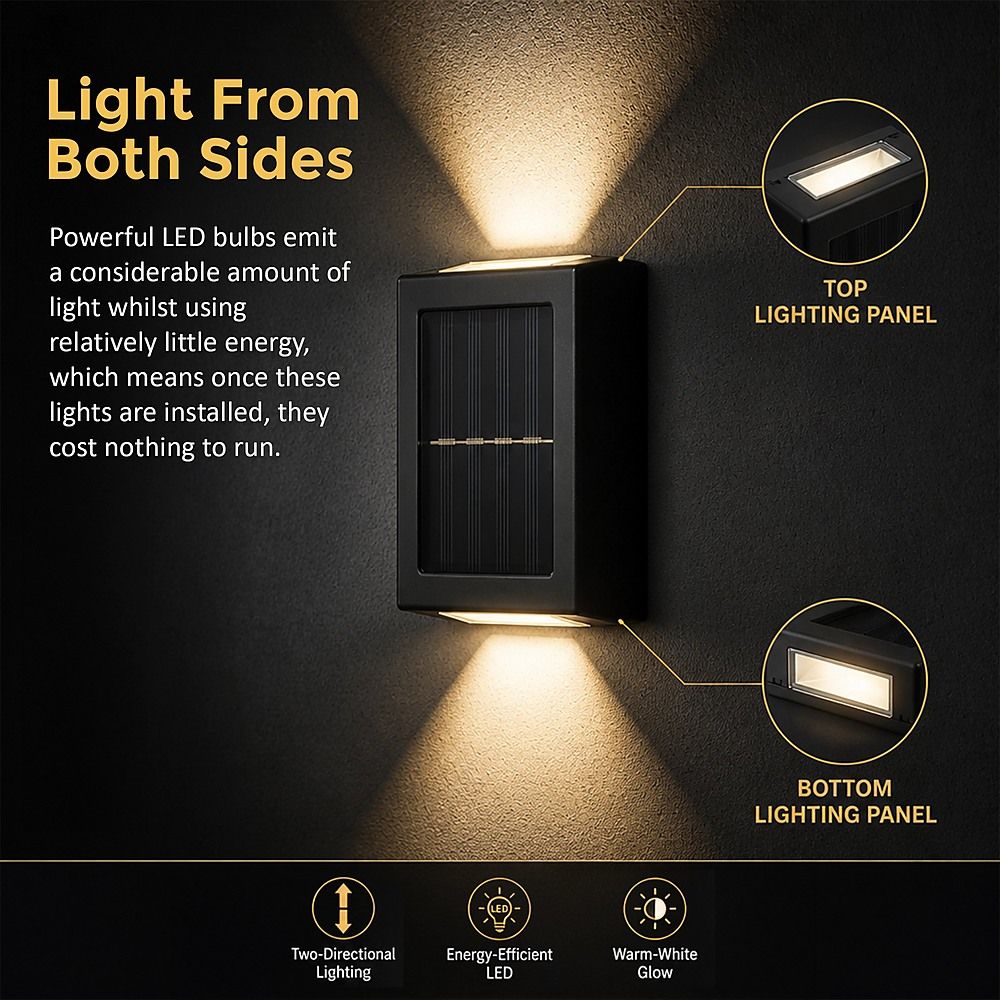 2pc Outdoor Solar LED Deck Lights Garden Patio Pathway Stairs Warm White