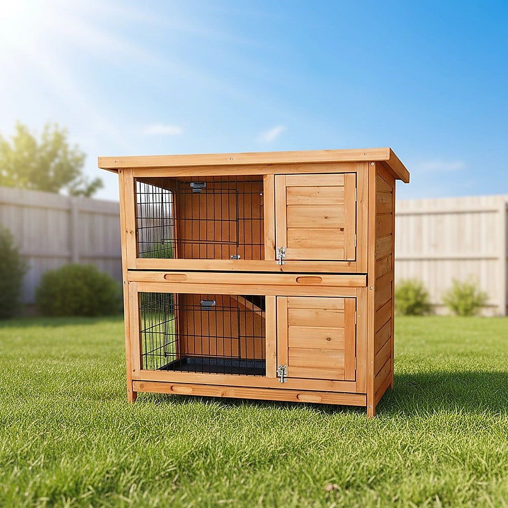 Large Rabbit Hutch with BASE Chicken Coop 2 Storey Guinea Pig Pet Cage House