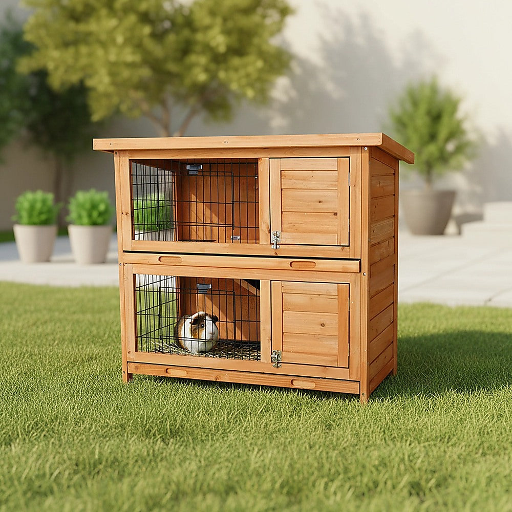 Large Rabbit Hutch with BASE Chicken Coop 2 Storey Guinea Pig Pet Cage House