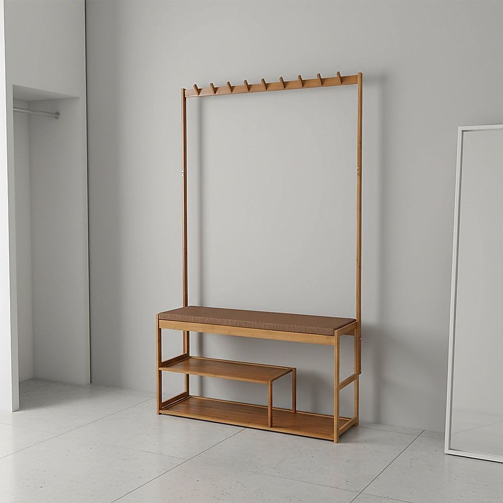 97x168cm Hallway Bench Coat Rack Stand Multifunctional Hall Shelf Entryway