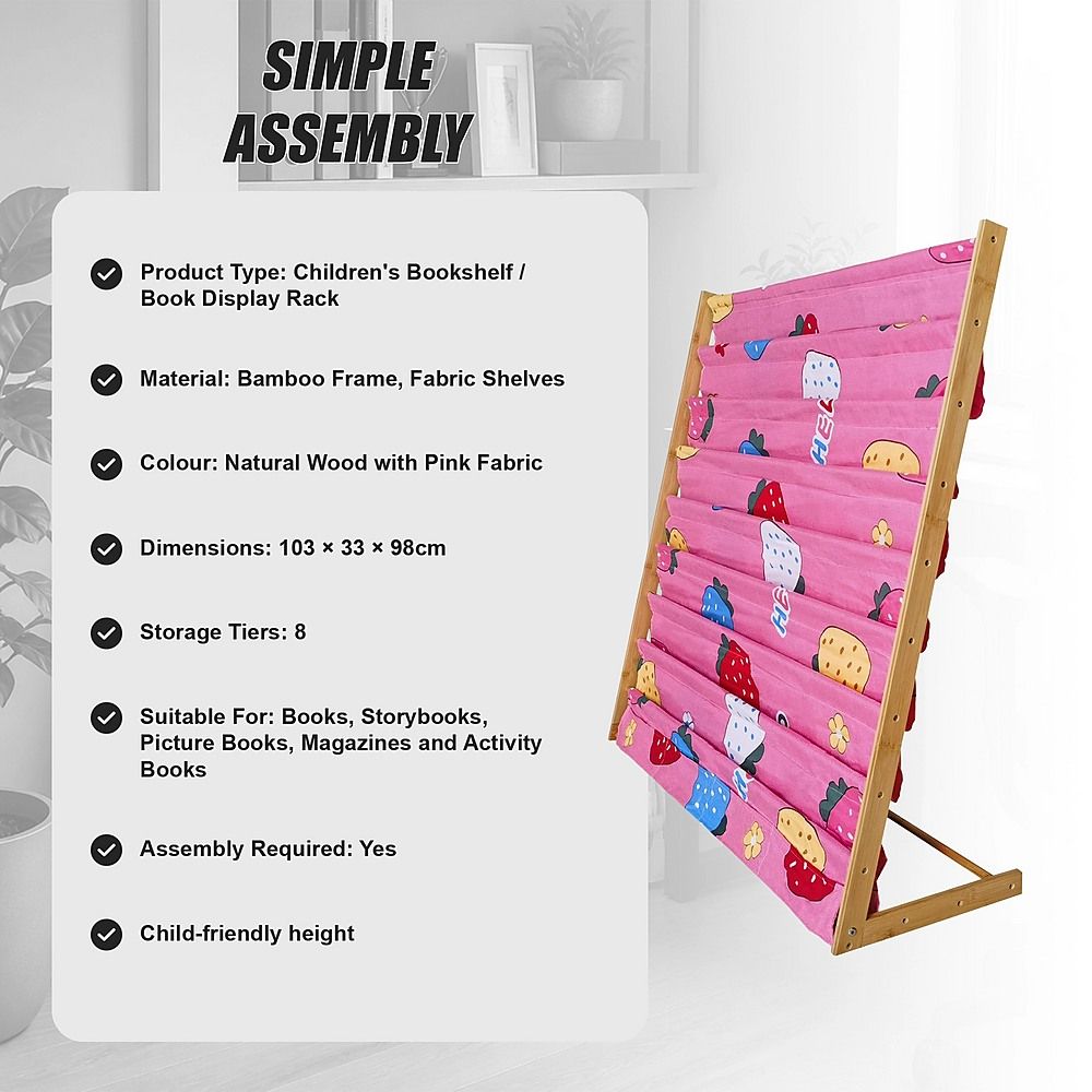 Kids Bookshelf Book Display Organiser 8 Tier Children's Bookcase Magazine Rack Storage Shelf