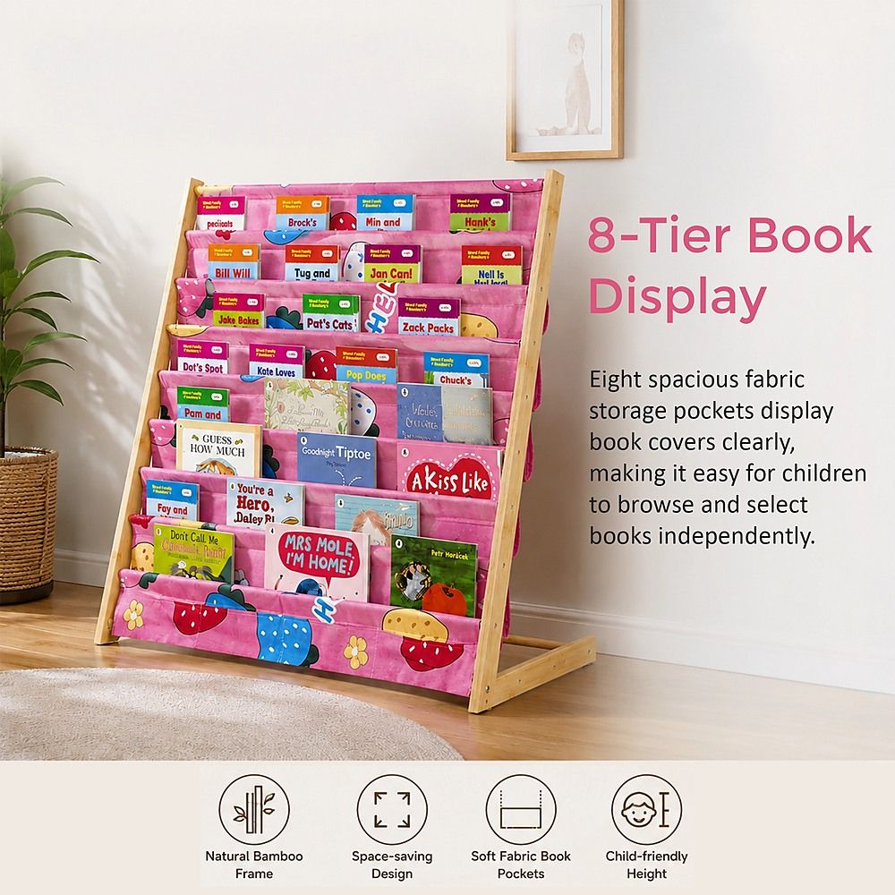 Kids Bookshelf Book Display Organiser 8 Tier Children's Bookcase Magazine Rack Storage Shelf
