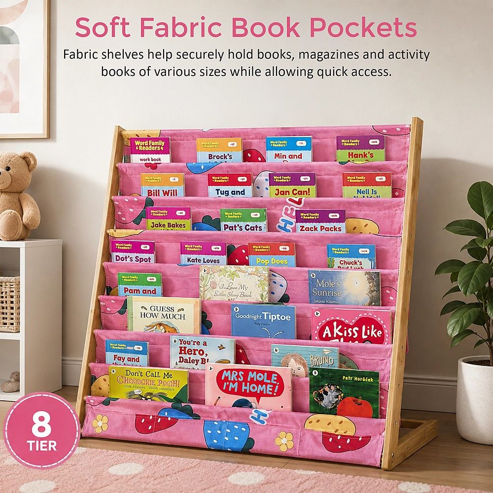 Kids Bookshelf Book Display Organiser 8 Tier Children's Bookcase Magazine Rack Storage Shelf