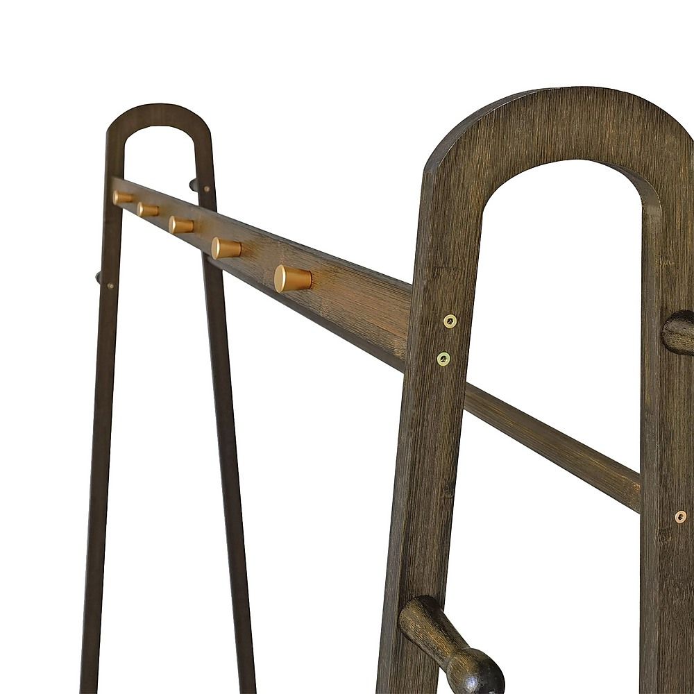 Dark Wood 160x100cm Clothes Rack Slim Stylish Space Saving