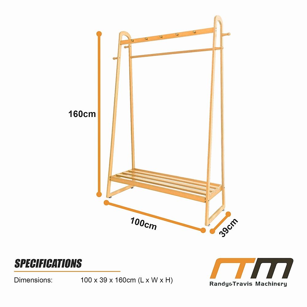 Wood 160x100cm Clothes Rack Slim Stylish Space Saving