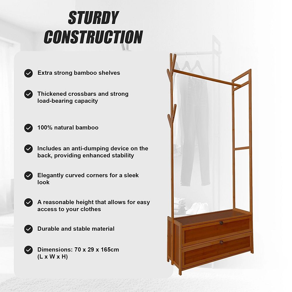 165x70cm Clothes Rack Stand Storage Shelves Modern Coat Tree