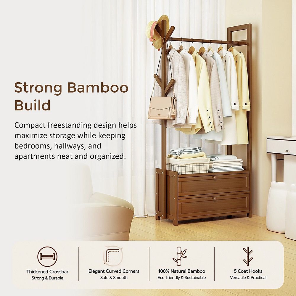 165x70cm Clothes Rack Stand Storage Shelves Modern Coat Tree