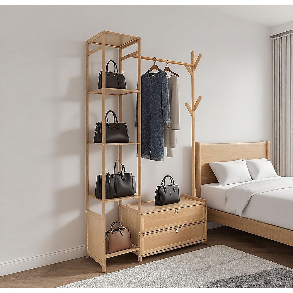 165x100cm Clothes Rack Stand Storage Shelves Modern Coat Tree