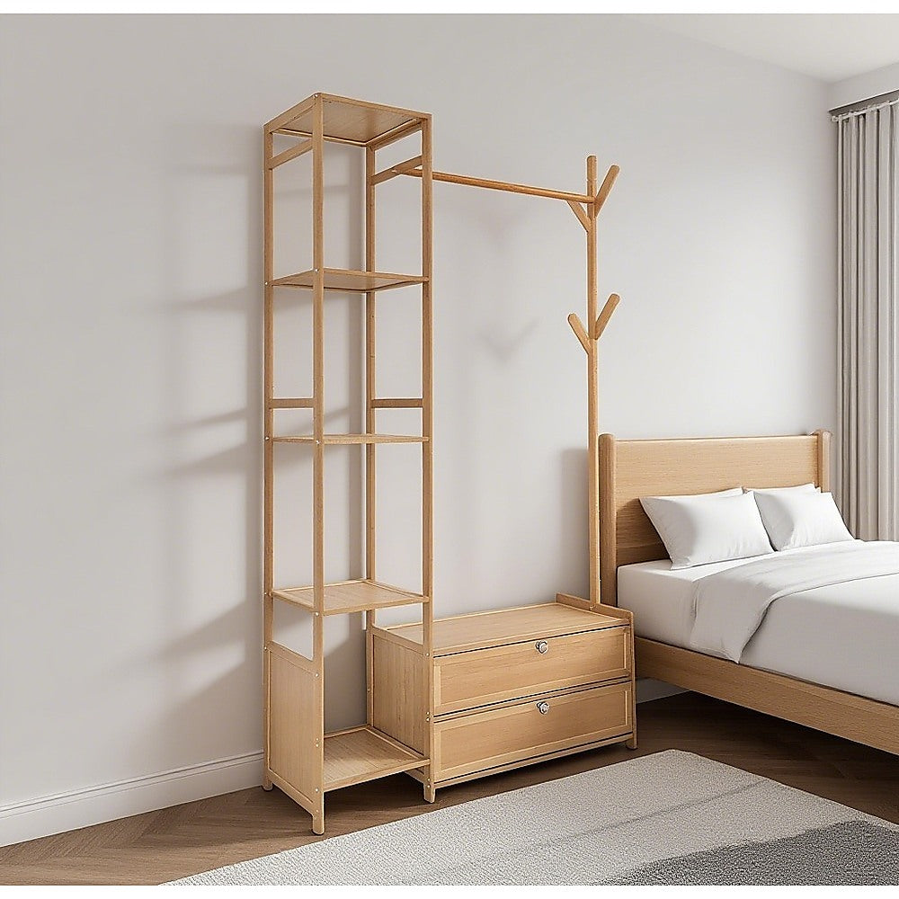 165x100cm Clothes Rack Stand Storage Shelves Modern Coat Tree