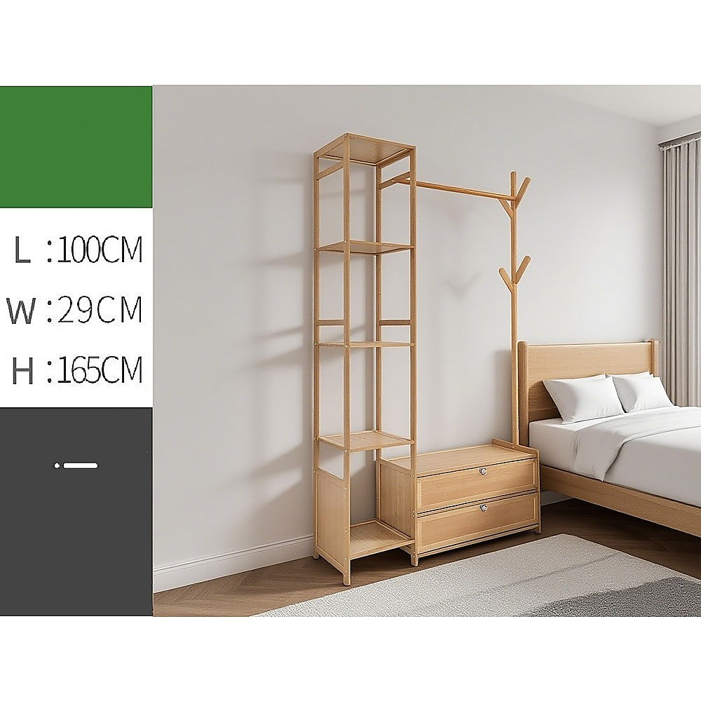 165x100cm Clothes Rack Stand Storage Shelves Modern Coat Tree