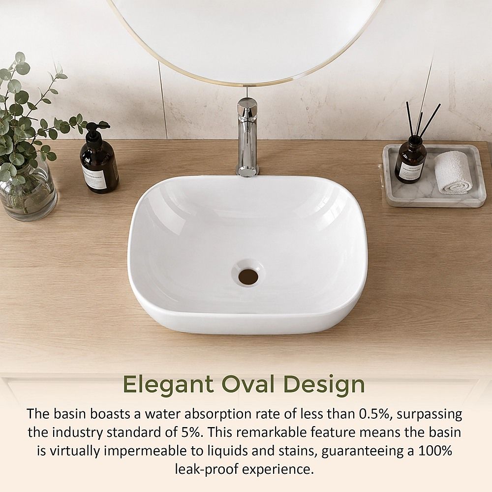 Ceramic Bathroom Basin Vanity Sink Oval Above Counter Top Mount Bowl