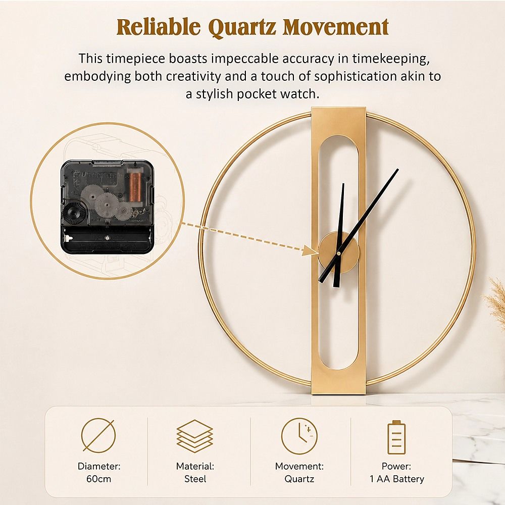 Gold Clover Metal Wall Clock