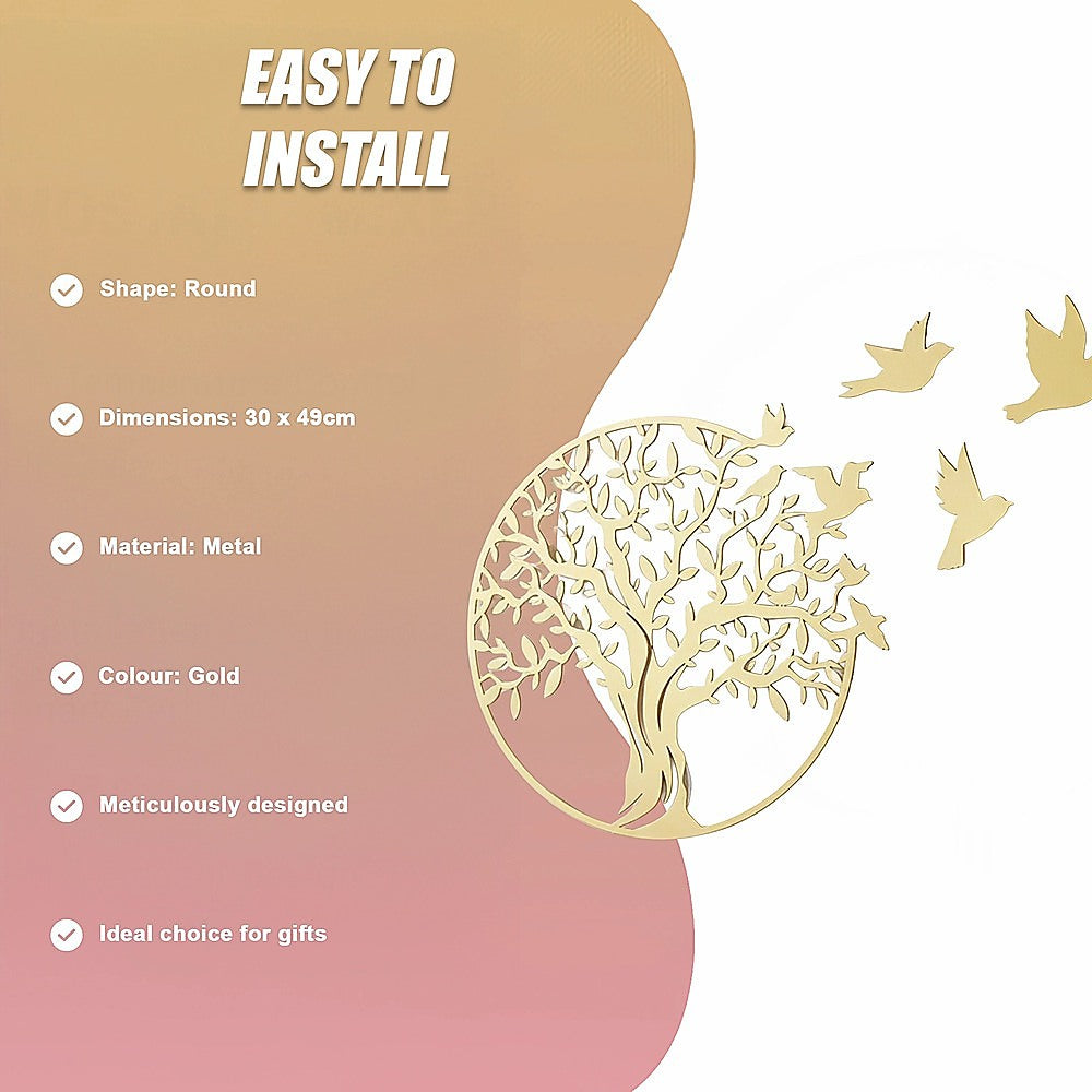 Metal Tree of Life Wall Art 7 Flying Birds Wall Sculpture